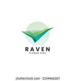 Vector Logo Illustration Raven Gradient Colorful Style.