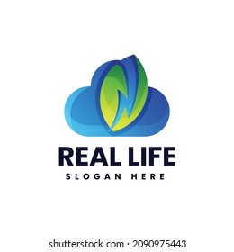 Vector Logo Illustration Real Life Gradient Colorful Style.