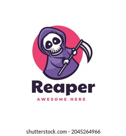 Vector Logo Illustration Reaper Simple Mascot Style.