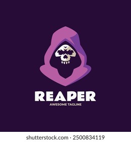 Vector Logo Illustration Reaper Simple Mascot Style.