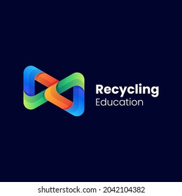 Vector Logo Illustration Recycling Gradient Colorful Style.