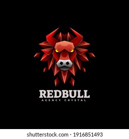 Logo Vector Ilustración Estilo Colorido gradiente de toros rojos.