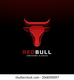 Logo Vector Ilustración Estilo Colorido gradiente de toros rojos.
