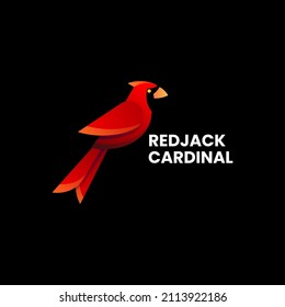 Vector Logo Illustration Red Jack Cardinal Gradient Colorful Style.