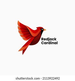 Vector Logo Illustration Red Jack Cardinal Gradient Colorful Style.