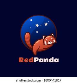 Vector Logo Illustration Red Panda Simple Mascot Style.