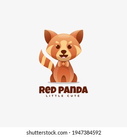 Vector Logo Illustration Red Panda Gradient Colorful Style.