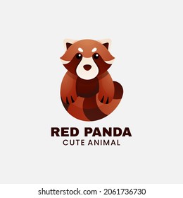 Logo Vector Ilustración Estilo de color degradado de Panda rojo.