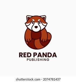 Vector Logo Illustration Red Panda Simple Mascot Style.