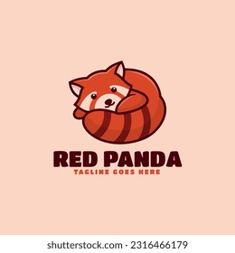 Vector Logo Illustration Red Panda Simple Mascot Style.