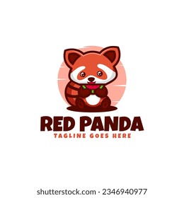 Vector Logo Illustration Red Panda Mascot Cartoon Style.