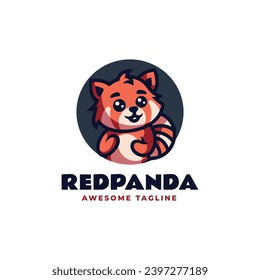 Vector Logo Illustration Red Panda Mascot Cartoon Style.