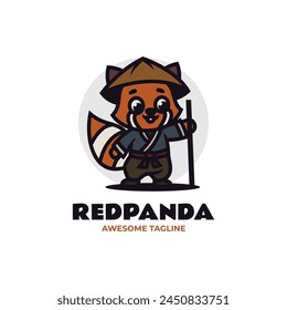 Vector Logo Illustration Red Panda Mascot Cartoon Style.