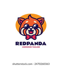 Vector Logo Illustration Red Panda Mascot Cartoon Style.