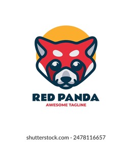 Vector Logo Illustration Red Panda Simple Mascot Style.