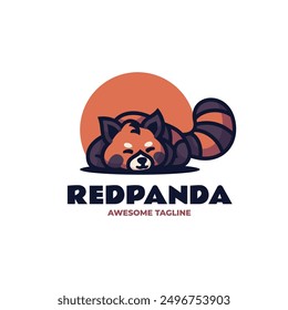 Vector Logo Illustration Red Panda Mascot Cartoon Style.