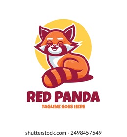 Vector Logo Illustration Red Panda Mascot Cartoon Style.