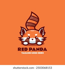 Vector Logo Illustration Red Panda Mascot Cartoon Style.