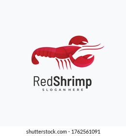 Vector Logo Illustration Red Shrimp Gradient Colorful Style.