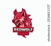 Vector Logo Illustration Red Wolf E- Sport and Sport mascot Style