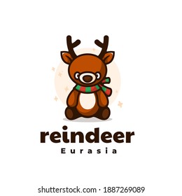 Vector Logo Illustration Reindeer Simple Mascot Style