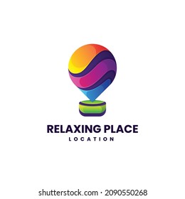 Vector Logo Illustration Relaxing Place Gradient Colorful Style.