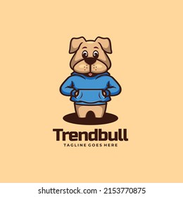 Vector Logo Illustration rend Bull Mascot Cartoon Style.