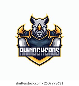 Ilustração de logotipo de vetor Rhino E- Estilo Esporte e Esporte.