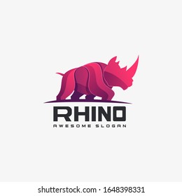 Vector Logo Illustration Rhino Elegant Gradient Colorful Style