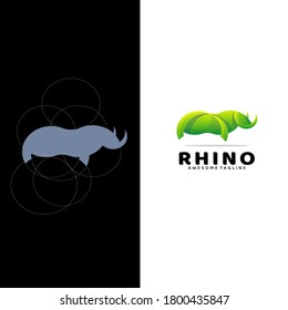 Vector Logo Illustration Rhino Gradient Colorful Style.