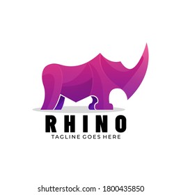 Vector Logo Illustration Rhino Gradient Colorful Style.