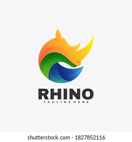 Vector Logo Illustration Rhino Gradient Colorful Style.