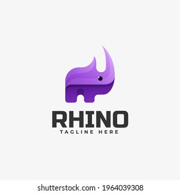 Vector Logo Illustration Rhino Gradient Colorful Style.