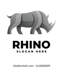 Vector Logo Illustration Rhino Gradient Colorful Style.