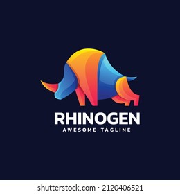 Vector Logo Illustration Rhino Gradient Colorful Style.