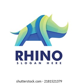 Vector Logo Illustration Rhino Gradient Colorful Style.