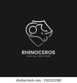 Vector Logo Illustration Rhino Gradient Line Art Style.