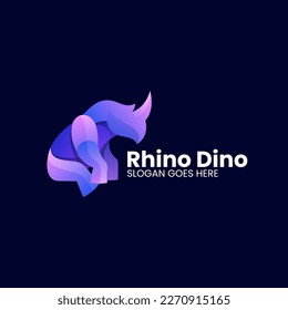 Vector Logo Illustration Rhino Gradient Colorful Style