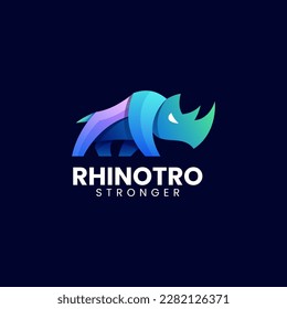 Vector Logo Illustration Rhino Gradient Colorful Style