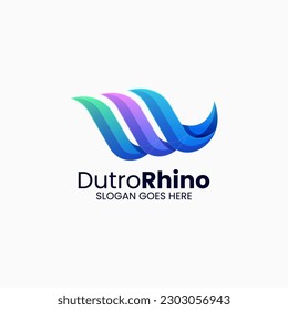 Vector Logo Illustration Rhino Gradient Colorful Style