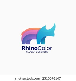 Vector Logo Illustration Rhino Gradient Colorful Style