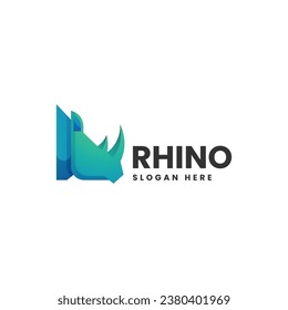 Vector Logo Illustration Rhino Gradient Colorful Style