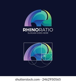 Vector Logo Illustration Rhino Gradient Colorful Style
