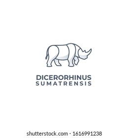 Vector Logo Illustration Rhino Line Art