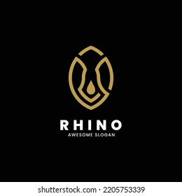 Vector Logo Illustration Rhino Line Art Style