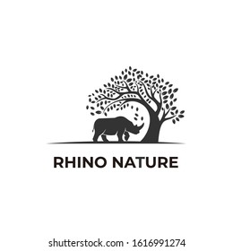 Vector Logo Illustration Rhino Nature Silhouette