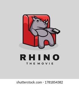 Vector Logo Illustration Rhino Simple Mascot Style.