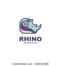 Vector Logo Illustration Rhino Simple Mascot Style.