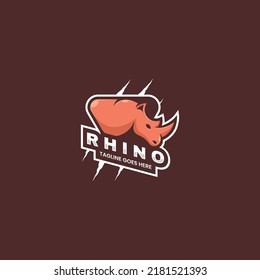 Vector Logo Illustration Rhino Simple Mascot Style.