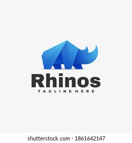 Vector Logo Illustration Rhinos Gradient Colorful Style.